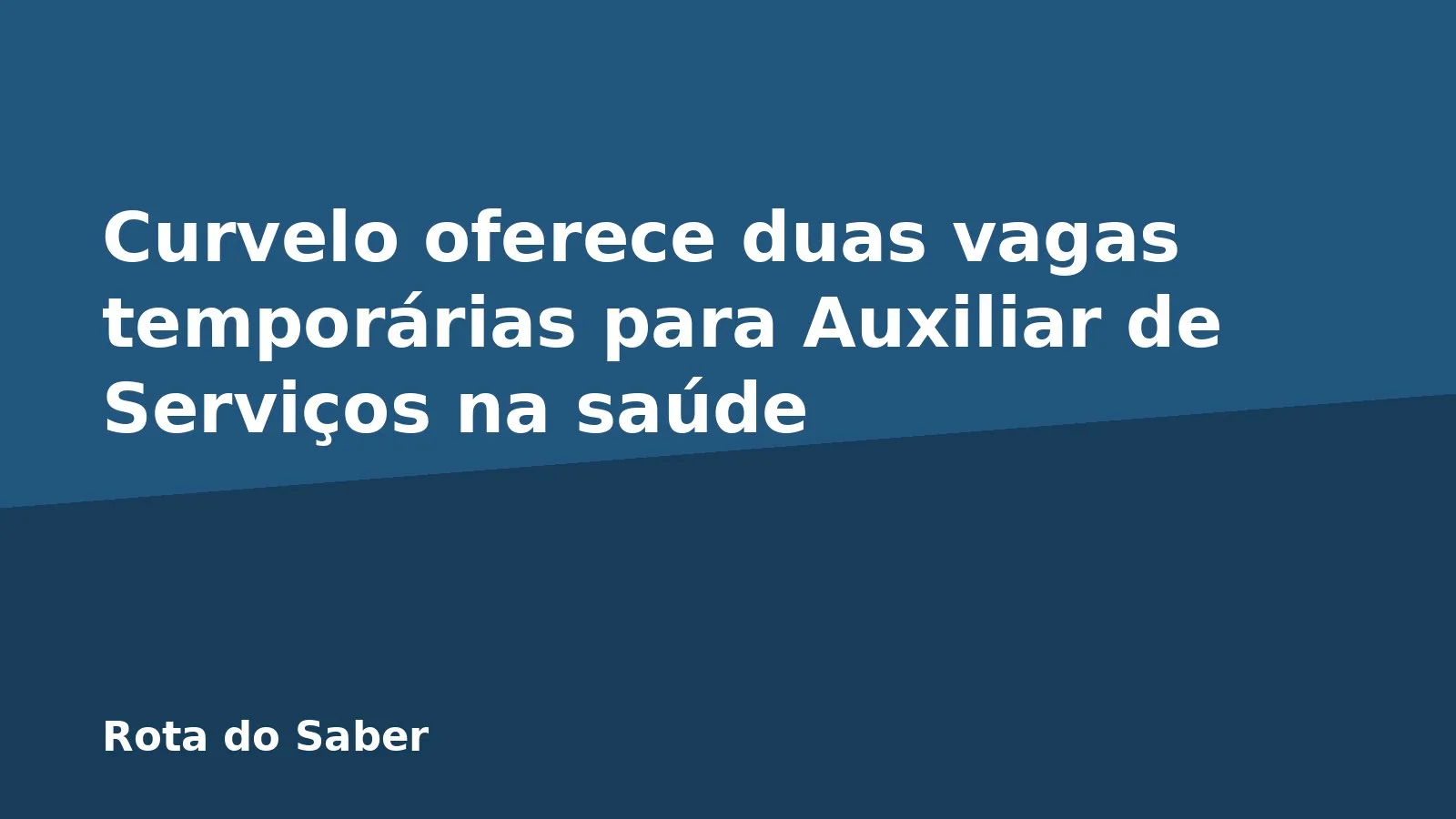Curvelo oferece duas vagas temporárias para Auxiliar de Serviços na saúde