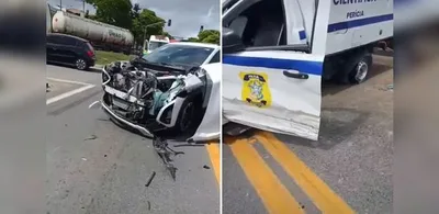 Batida na BR-101 deixa motorista de rabecão ferido em Linhares