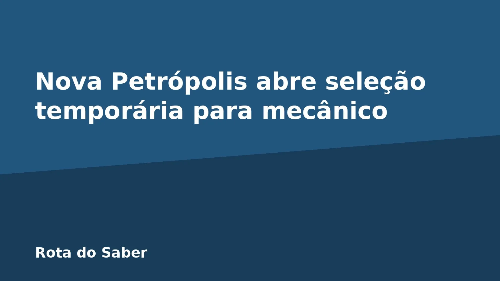 Nova Petrópolis abre seleção temporária para mecânico