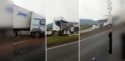 Trânsito fica intenso após acidente no km 279,6 da BR-101, na Serra