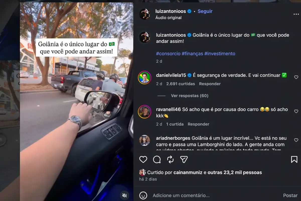 Empresário circula com Rolex à mostra em avenida de Goiânia e governador comenta