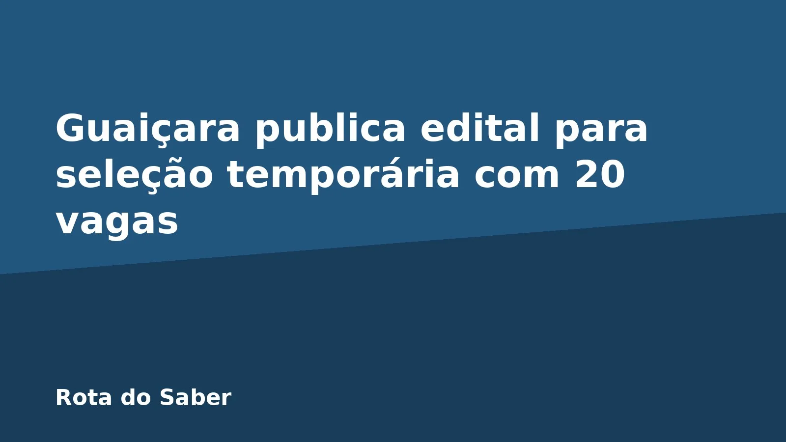 Guaiçara publica edital para seleção temporária com 20 vagas